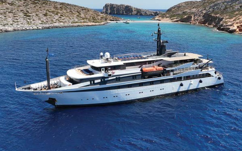 Variety Voyager at anchor off a Greek island